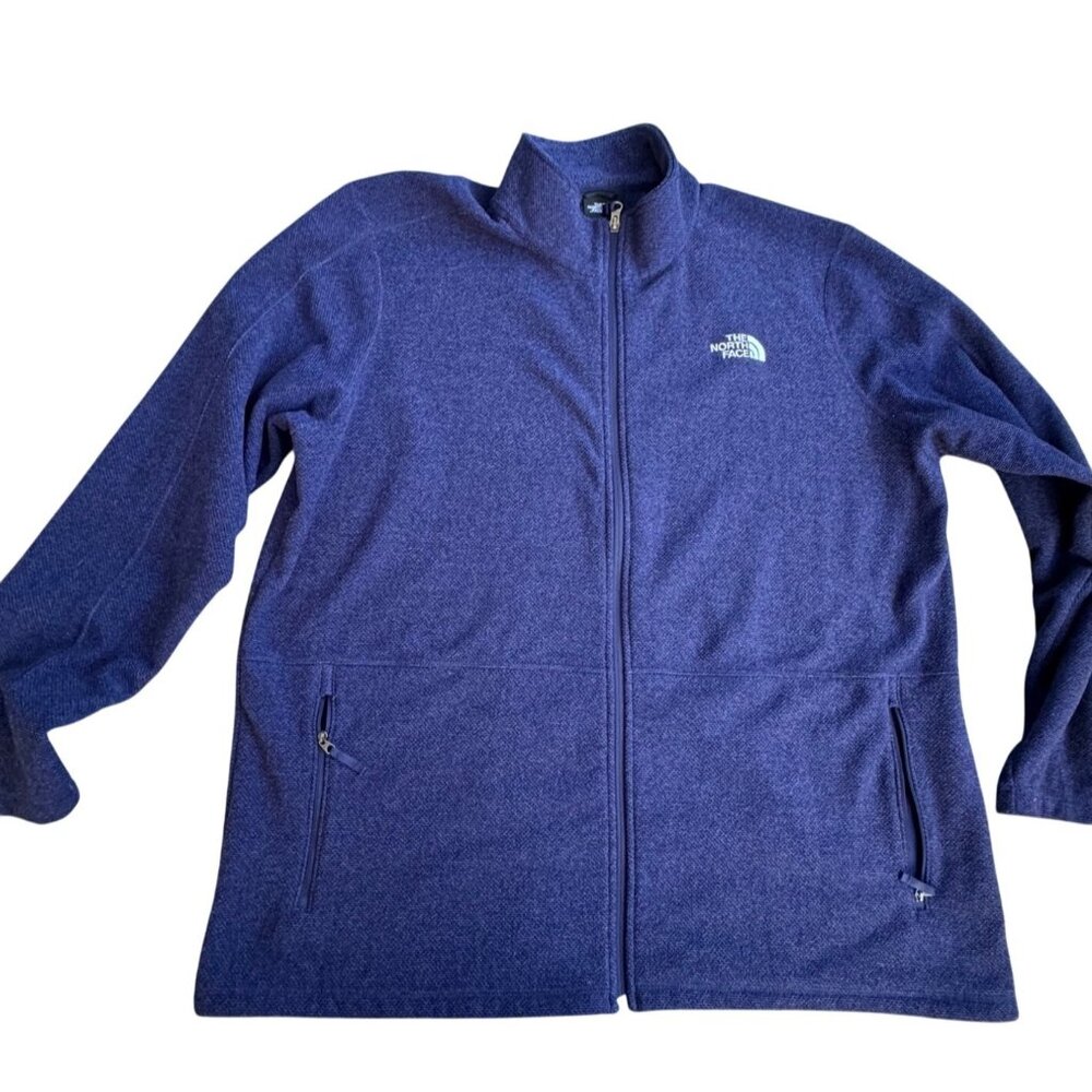 The North Face Mens Full Zip Fleece Jacket XXL Navy Blue Polyester
